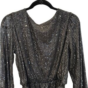 Elegant Black Sequin Mini Dress